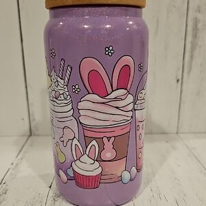 Cute Bunny Themed Purple  Glass Tumbler